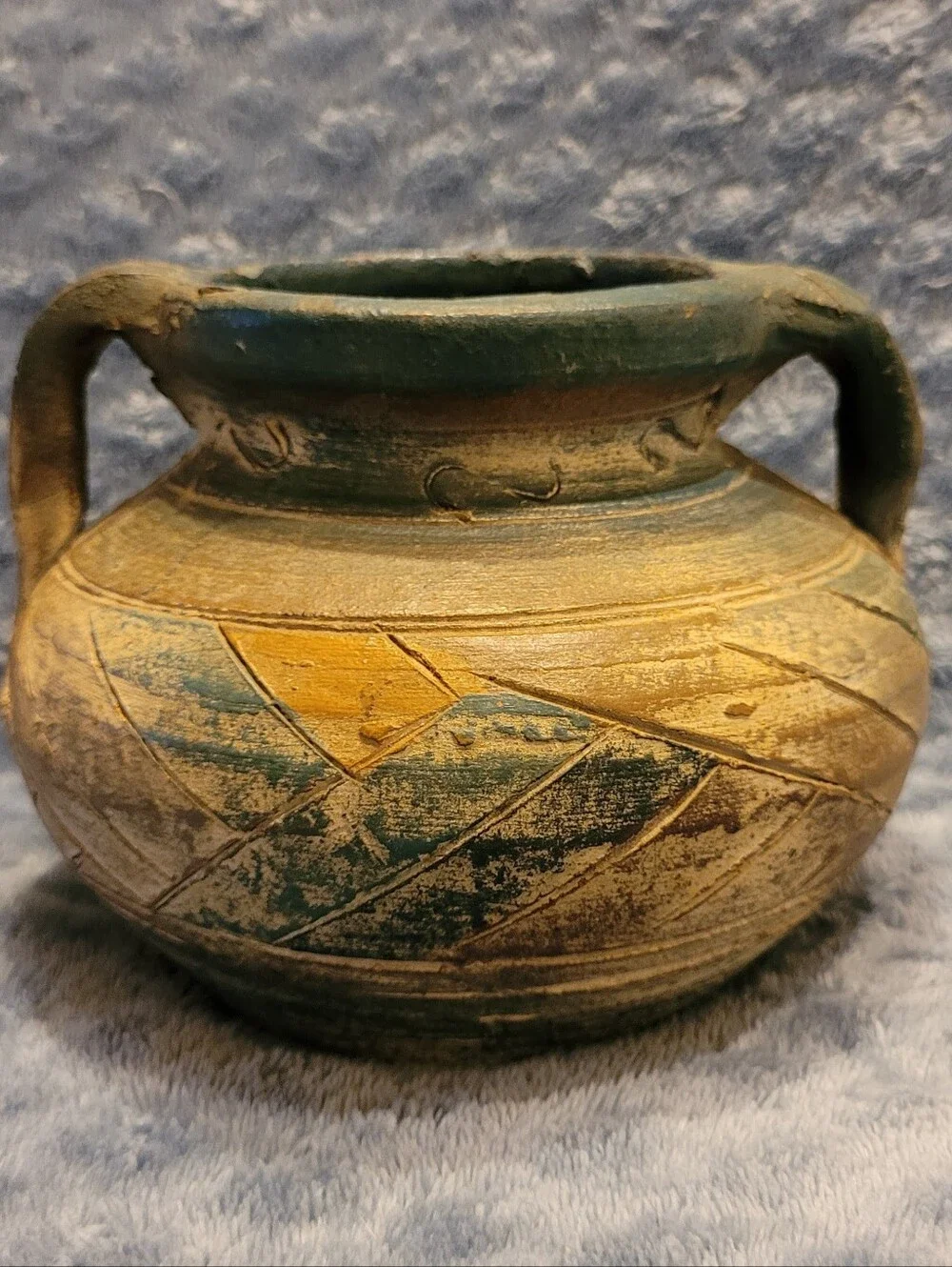 Hand-Crafted Rustic Terracotta Clay Vase With Handles Southwestern